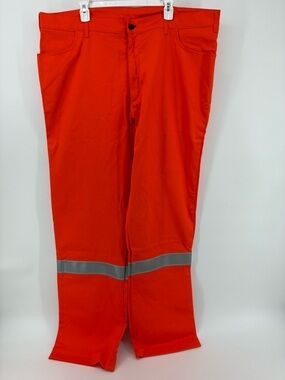 SIZE 44x36 High-Visibility Men’s Work Pants Bright Orange with Reflective Trim